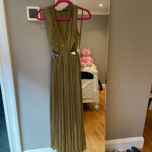 Zara Olive Backless Maxi Dress
